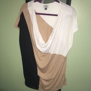 Worthington color block drape neck top